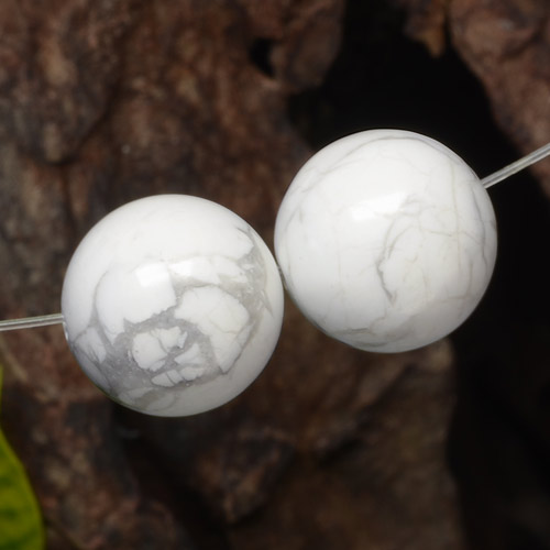 Multicolor White Howlite Gem - 15ct Drilled Sphere (ID: 469909)