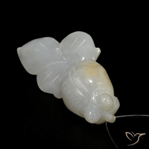 64.19ct Carved Fish With Hole White Jade from Myanmar, Dimension 46.1 x