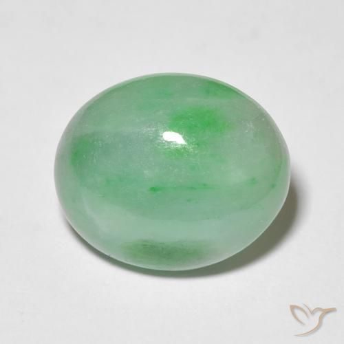 5.01ct Green Jade Gemstone, Oval Cut, 12.4 x 10.3 mm