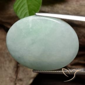 39ct Green Jadeite Gemstone | Oval Cut | 28.6 x 22.2 mm | GemSelect
