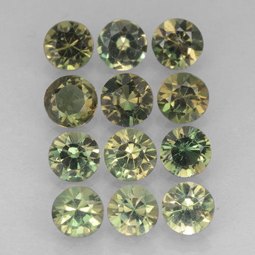 Green Kornerupine 0.2 Carat (12 pcs) Round from Sri Lanka Gemstones