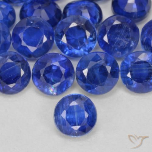 4.3mm Round Facet Blue Kyanite - Weight avg. 0.41ct each, 4.3mm Kyanite selling By Piece, Color: Dark Blue, Clarity: VS-SI, Natural untreated Gemstone, Mohs Hardness 6 - 7, Photo A