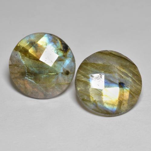 Многоцветный Лабрадорит Камень - 5.7ct Круглая Огранка Роза (ID: 593766)