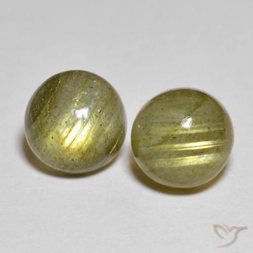 彩色 拉长石 Gem - 1.7ct 圆形凸面型 (ID: 598607)