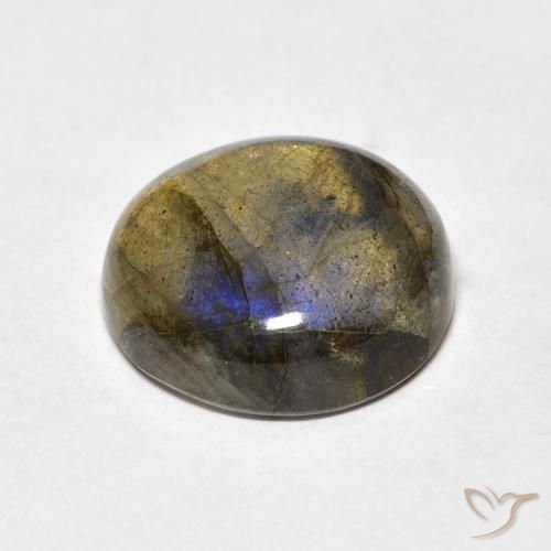 Natural Labradorite 1 pair 14x14 mm Round cabochon Loose Gemstones calibrated pair of same size and shops height.