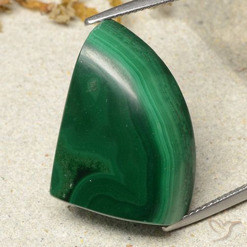 Multicolor Green Malachite Gem - 37.2ct Shark Fin Cabochon (ID: 484486)