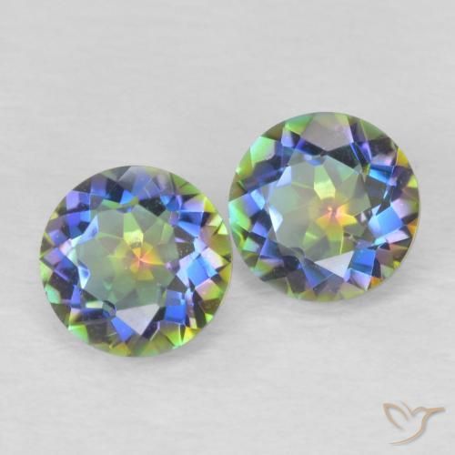 Shop 0.83ct Round Cut Mystic Quartz Gemstones | 5 mm | GemSelect