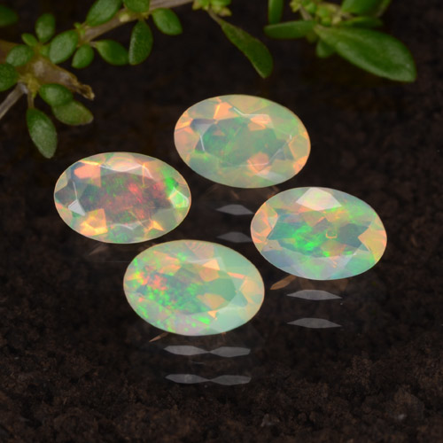 0.3 carat (4 pcs) Oval 6.1x4.1 mm Multicolor Opal Gemstones