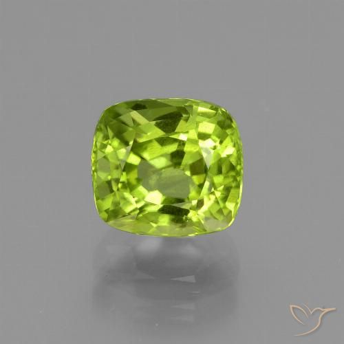 2.33ct Cushion Cut Peridot Gemstone | 7.9 x 7.2 mm | GemSelect