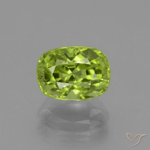 2.45ct Cushion Cut Peridot Gemstone | 8.8 x 6.5 mm | GemSelect