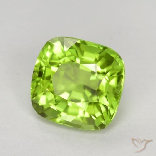 2.35ct Cushion Cut Peridot Gemstone | 7.9 x 7.5 mm | GemSelect