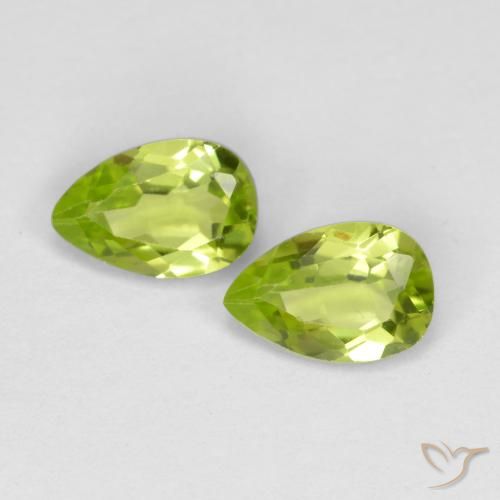 Shop 0.94ct Pear Cut Peridot Gemstones | 6.1 x 4.1 mm | GemSelect