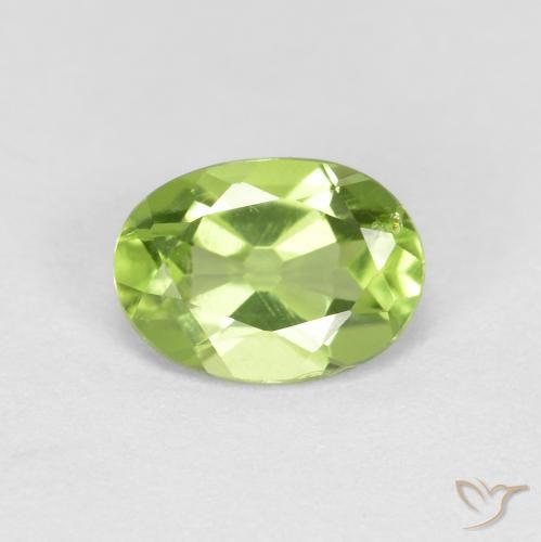 黄绿色 橄榄石 Gem - 0.9ct 椭圆形切面 (ID: 622328)