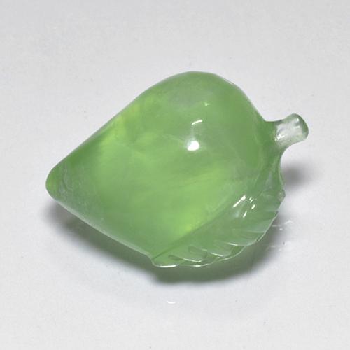 14.3 x 10.2mm Carved Fruit Green Prehnite from South Africa, Weight of 6.43ct, Natural untreated Gemstone in Transparent Clarity, 1pc Prehnite - Color: Medium Green, Mohs Hardness of 6 - 6.5, Photo A