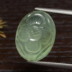 Pear Green 葡萄石 Gem - 16ct Carved Oval Cabochon (ID: 474443)