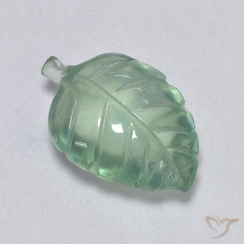 Menta verde Prehnite Gem - 6.4ct Foglia intagliata (ID: 526775)