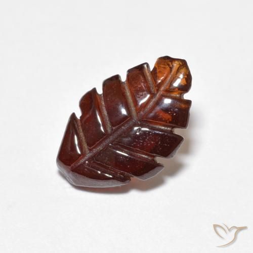 12.5 x 8.2mm Carved Leaf Red Pyrope Garnet from Mozambique, Weight of 2.62ct, Natural untreated Gemstone in Translucent Clarity, 1pc Pyrope Garnet - Color: Deep Red, Mohs Hardness of 6.5 - 7.5 suitable for daily wear jewelry, Photo A