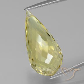Giallo chiaro Quarzo Gem - 18.3ct Taglio briolette con foro (ID: 379541)
