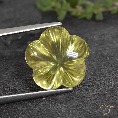 Medium Yellow Quarzo Gem - 8.1ct Fantasy Carved Flower (ID: 495425)