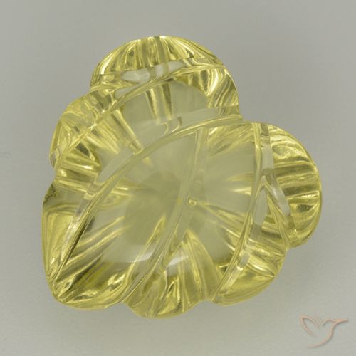 Pale Yellow Quarzo Gem - 6.9ct Fantasy Carved Leaf (ID: 499611)