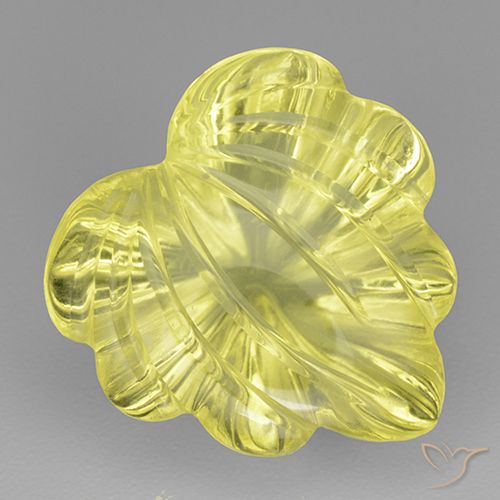 Light Bumblebee Yellow Quarzo Gem - 7.7ct Fantasy Carved Leaf (ID: 499953)