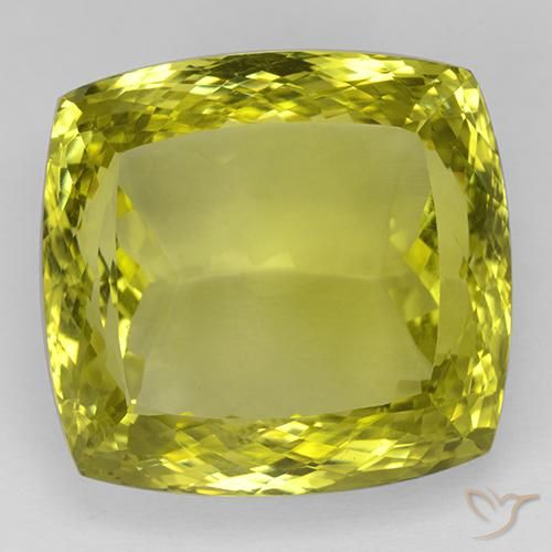 14.34ct Yellow Quartz Gemstone, Cushion Cut, 14.8 x 14.8 mm