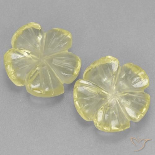 Lemon Yellow 石英 Gem - 2.7ct 花雕刻 (ID: 535184)