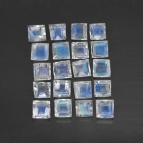 Голубовато-белый Радужный Лунный Камень Камень - 0.1ct Фасетный Квадрат (ID: 333701)