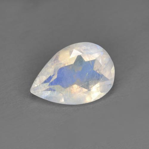 Bluish White Rainbow Moonstone Gem - 1.1ct Pear Facet (ID: 617564)