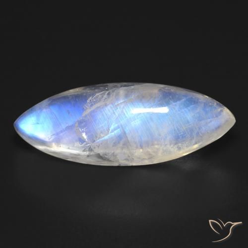 Natural Blue Rainbow Moonstone saving Gemstone, Oval Shape Moonstone Cabochon Loose For Unique Creations, 38x23mm, 62cts.