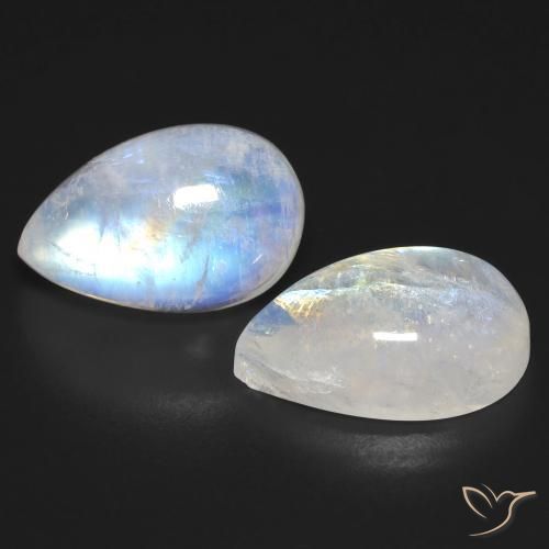 AAAAA - High Quality Rainbow offers Moonstone Smooth Pear Briolett Focal - Full Flashy Blue Fire Huge Size - 18x39 mm Drilled