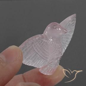 Rosado rosa muy claro Cuarzo Rosa Gema - 45.5ct Tallado de ave (ID: 336478)