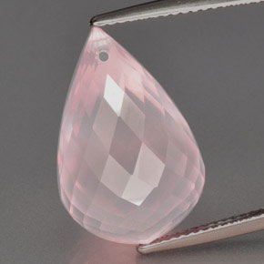 Rose corail Quartz Rose gemme - 16.9ct Briolette avec un trou (ID: 364922)