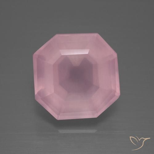 Loose 9.63 ct Octagon / Emerald Cut Pink Rose Quartz Gemstone for Sale,  13.4 x 13.3 mm | GemSelect