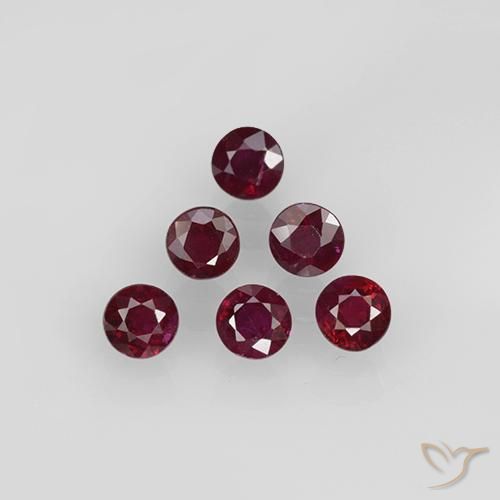 6pc 1.59 ct Round Red Ruby Gemstones for Sale, 3.3 mm | GemSelect