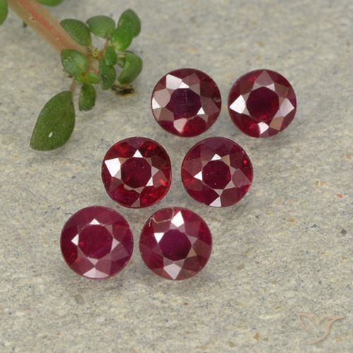 6pc 1.52 ct Round Red Ruby Gemstones for Sale, 3.4 mm | GemSelect