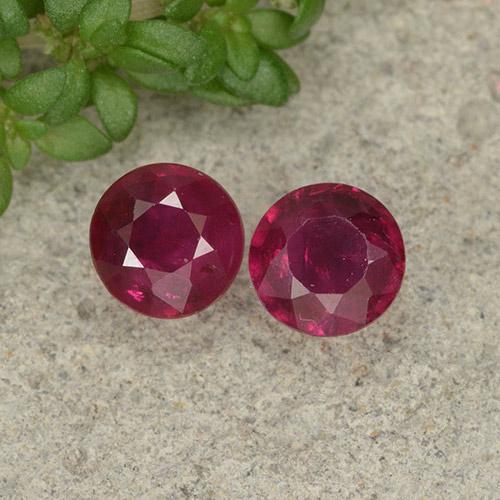 0.72ctw Round Red Ruby Gemstones for Sale, 2 pieces 4.4 mm | GemSelect