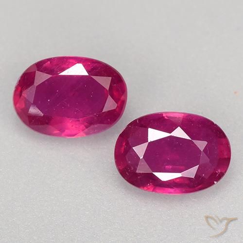 1.24ctw Oval Red Ruby Gemstones for Sale, 2 pieces 5.8 x 4.2 mm | GemSelect