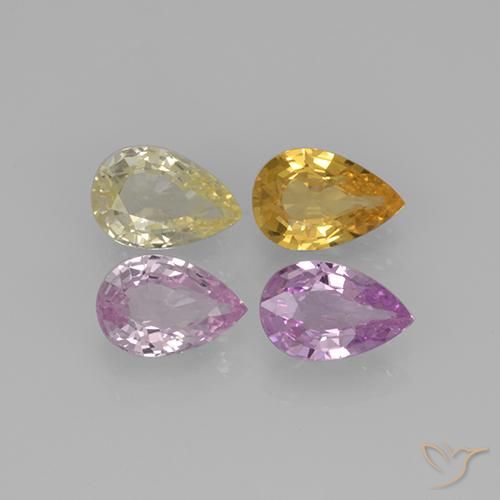 Multicolor Sapphire Gem - 0.4ct Pear Facet (ID: 258522)