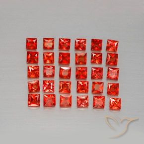 ファイアレッド サファイア 宝石 - 0.1ct プリンセスカット (ID: 345270)