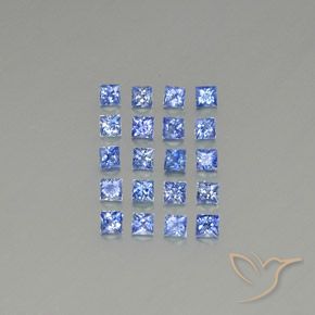 Pastel Blue Zaffiro Gem - 0.1ct Taglio Princess (ID: 349428)