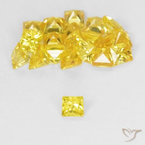 Piedras Preciosas De Zafiro Amarillo Sueltas De 253 Quilates Corte Princesa 26 X 26 Mm