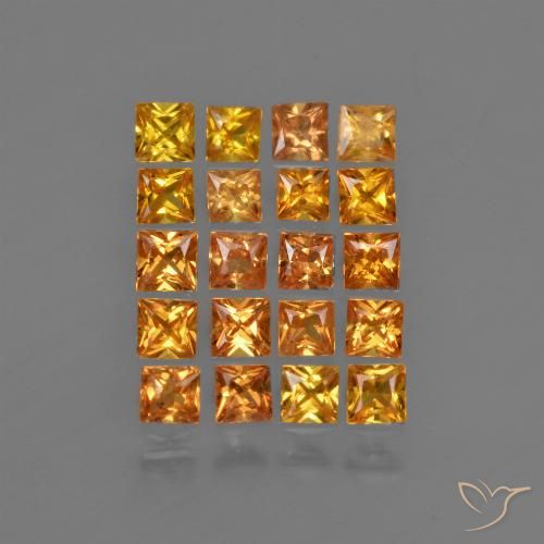 2.61ct Loose Orange Sapphire Gemstones | Princess Cut | 2.9 x 2.9 mm ...