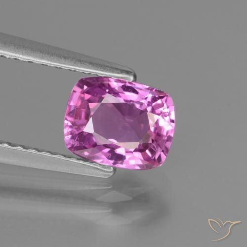 Pourpre rosâtre intense Saphir gemme - 1.2ct Coussin-coupe (ID: 447791)
