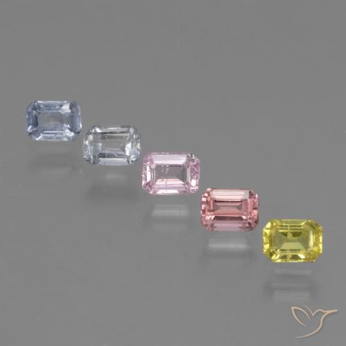マルチカラー サファイア 宝石 - 0.3ct 八角形ステップカット (ID: 462145)