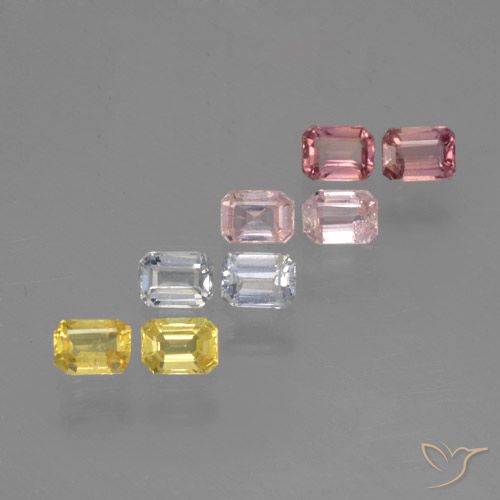 マルチカラー サファイア 宝石 - 0.3ct 八角形ステップカット (ID: 462207)