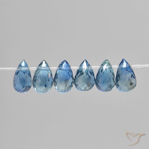 Bleu pastel Saphir gemme - 0.4ct Briolette avec un trou (ID: 501662)