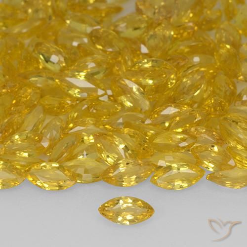5.1 x 2.4mm Marquise Golden Sapphire - Weight avg. 0.2ct each, 5.1 x 2.4mm Sapphire selling By Piece, Golden Color in VVS-VS Clarity, Natural Gemstone, Mohs Hardness 9 suitable for daily wear jewelry, Birthstone of September, Photo A
