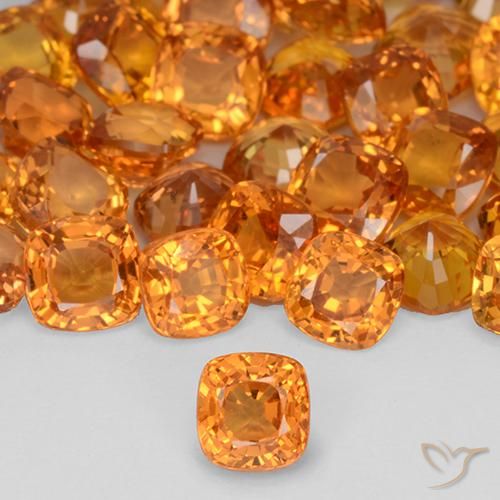 0.52 carat Orange Sapphire Gemstones | Cushion loose Sapphire from ...