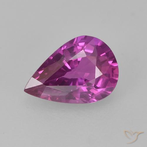 Deep Pinkish Purple Sapphire Gem - 0.7ct Pear Facet (ID: 524111)
